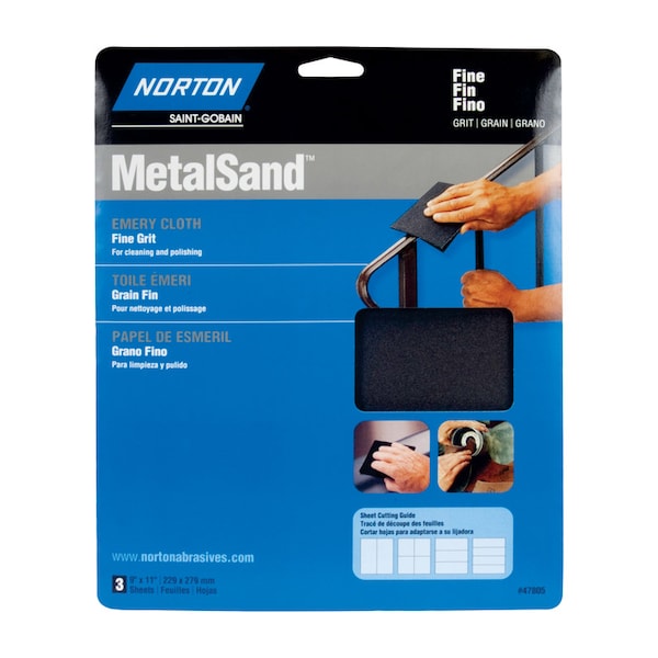 Norton Abrasives Norton MetalSand 11 in. L X 9 in. W 150 Grit Emery Cloth 3 pk 7660747805 - main